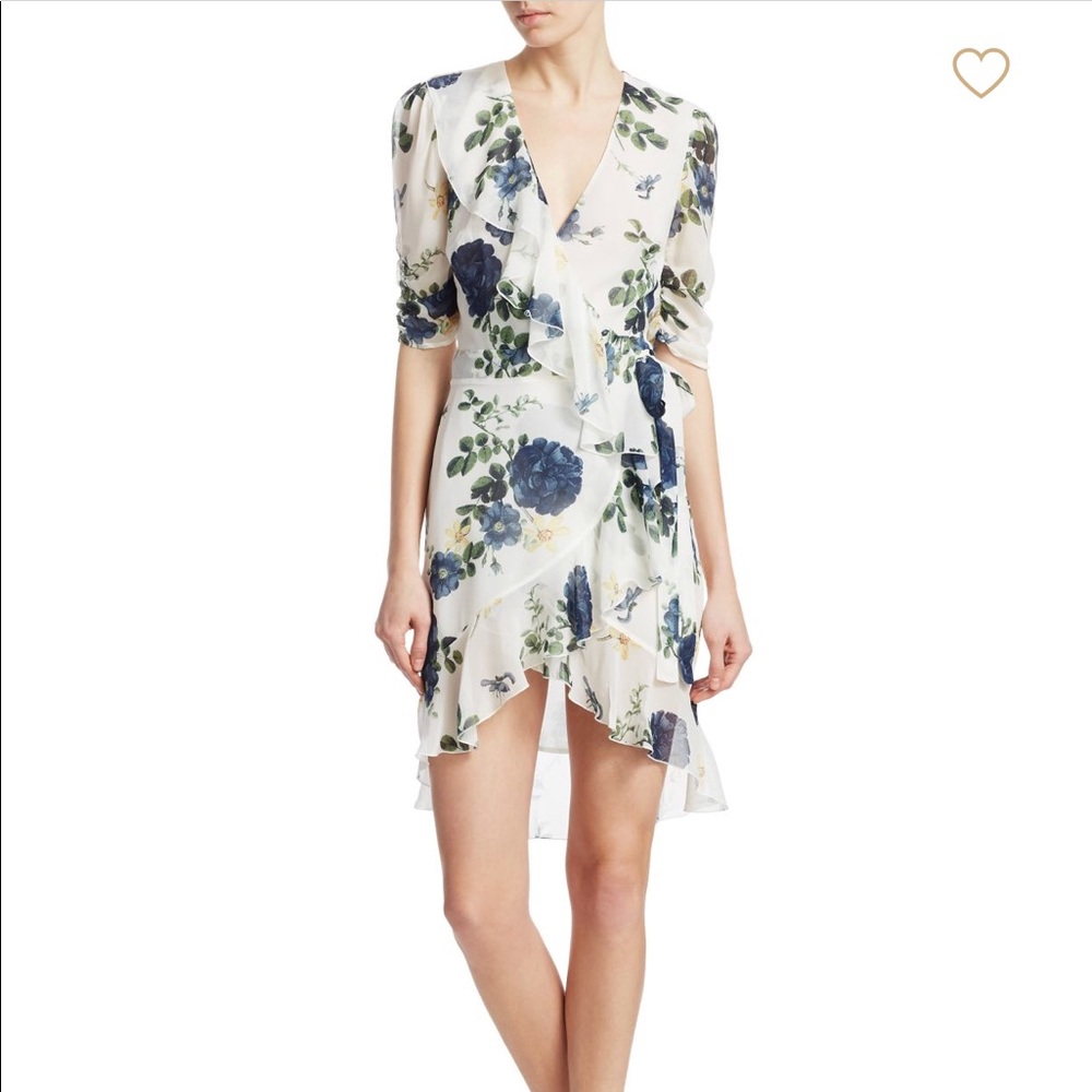 Nicholas Blue Rose Wrap Dress